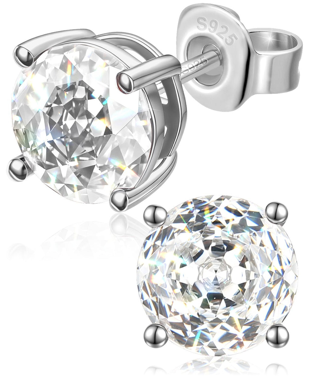 Rose Cut Sterling Silver Birthstone Stud Earrings