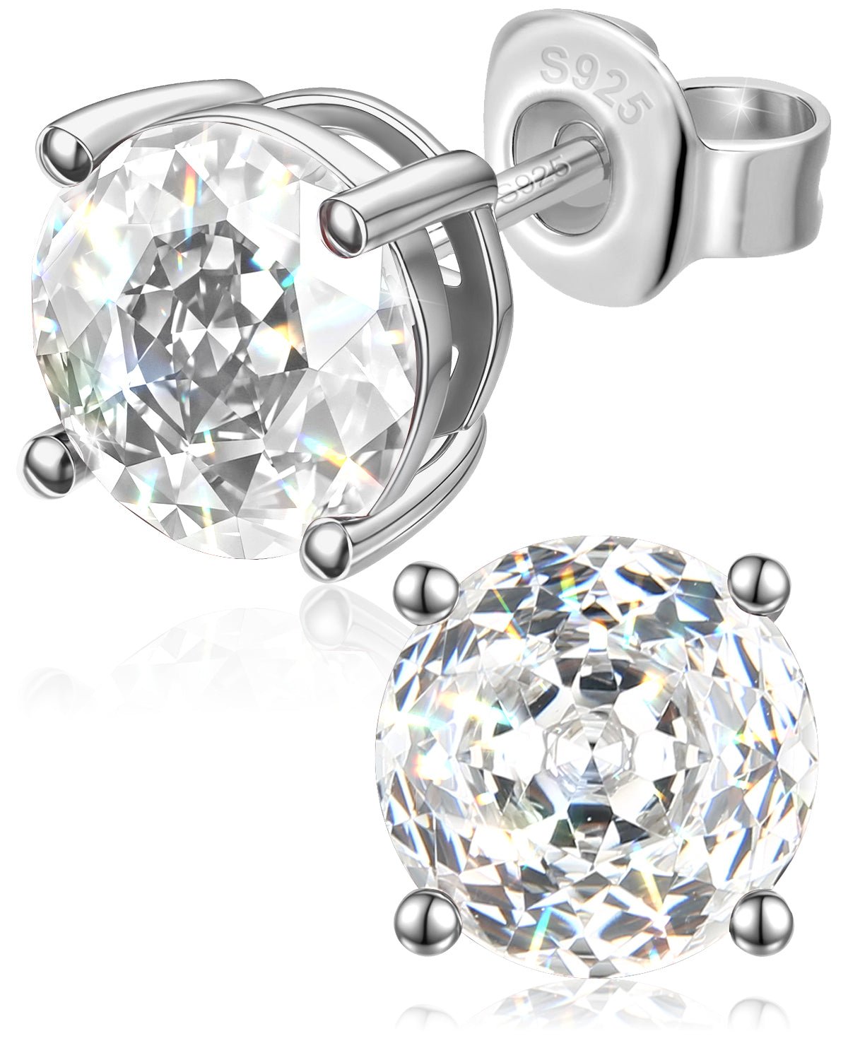 Rose Cut Sterling Silver Birthstone Stud Earrings