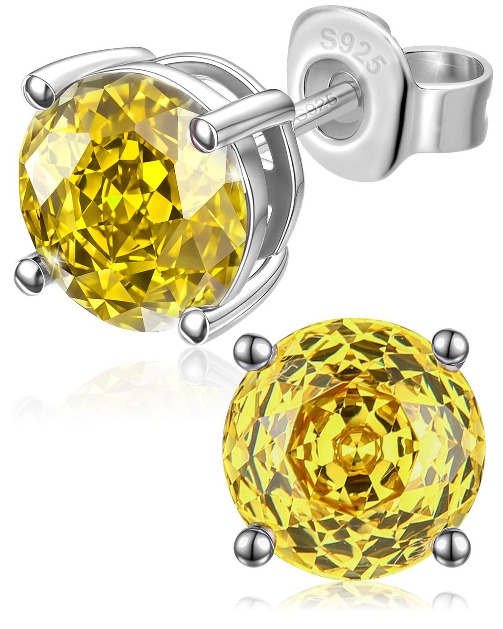 Rose Cut Sterling Silver Birthstone Stud Earrings