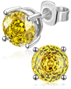 Rose Cut Sterling Silver Birthstone Stud Earrings