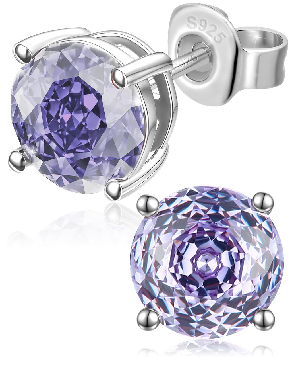 Rose Cut Sterling Silver Birthstone Stud Earrings