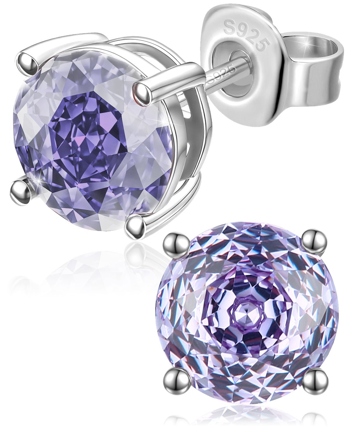 Rose Cut Sterling Silver Birthstone Stud Earrings