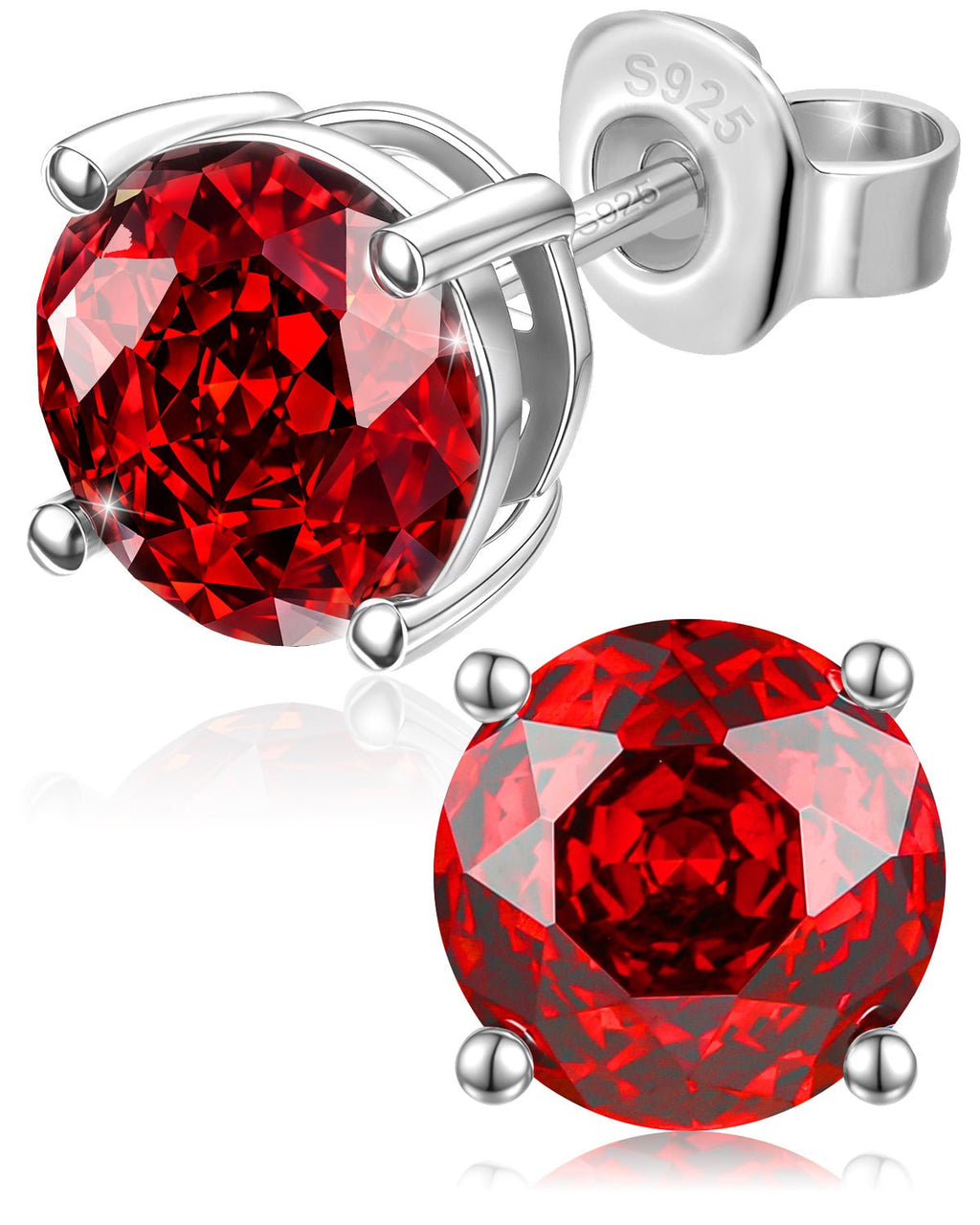 Rose Cut Sterling Silver Birthstone Stud Earrings