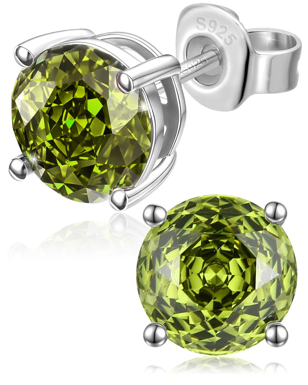 Rose Cut Sterling Silver Birthstone Stud Earrings