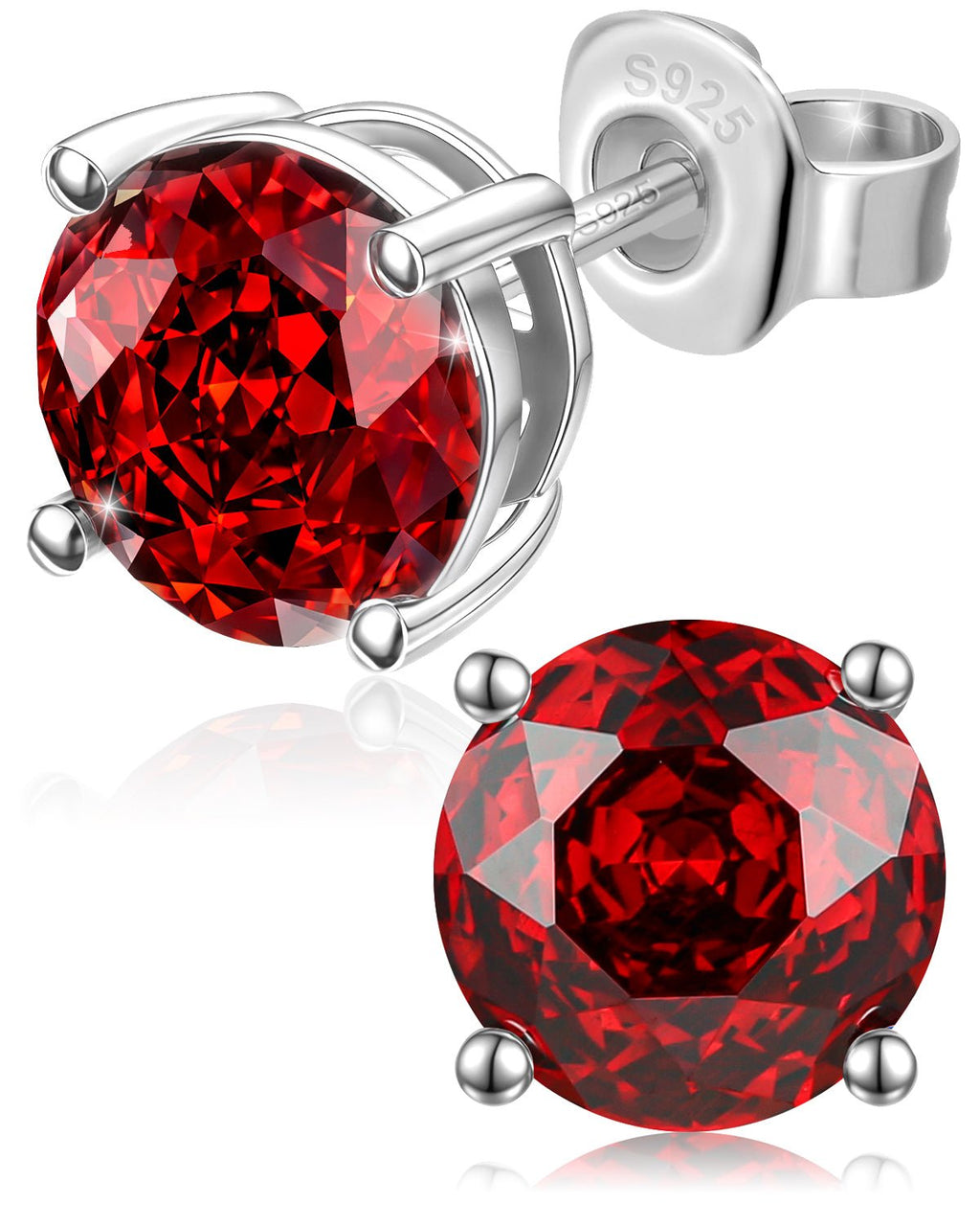 Rose Cut Sterling Silver Birthstone Stud Earrings