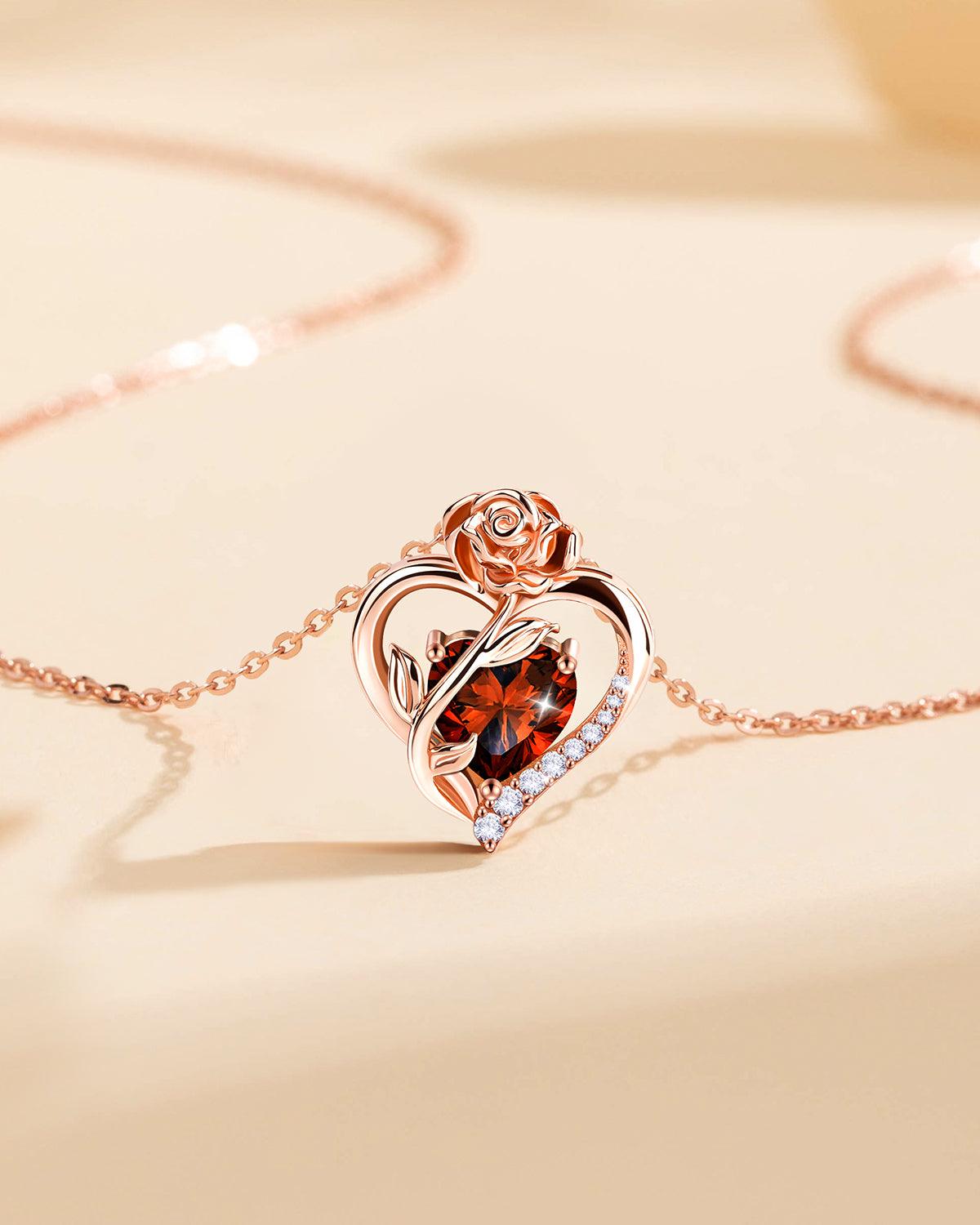 Rose Gold Plated Sterling Silver Birthstone Necklace