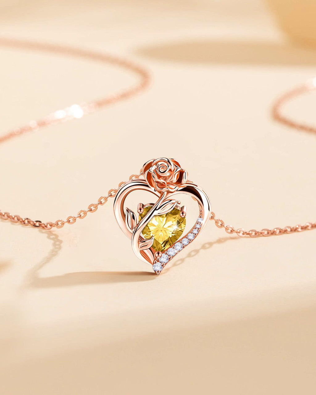 Rose Gold Plated Sterling Silver Birthstone Necklace