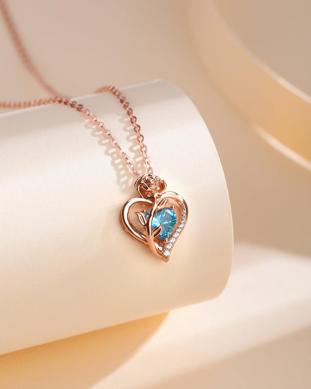 Rose Gold Plated Sterling Silver Birthstone Necklace