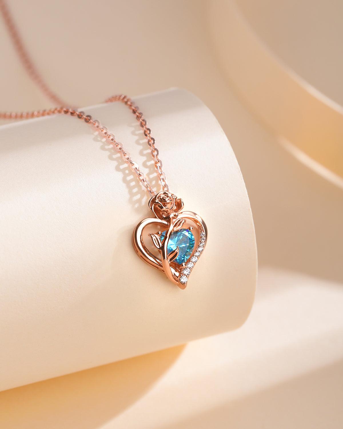 Rose Gold Plated Sterling Silver Birthstone Necklace
