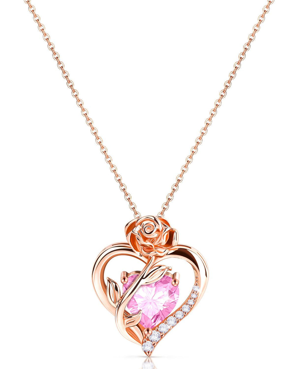 Rose Gold Plated Sterling Silver Birthstone Necklace