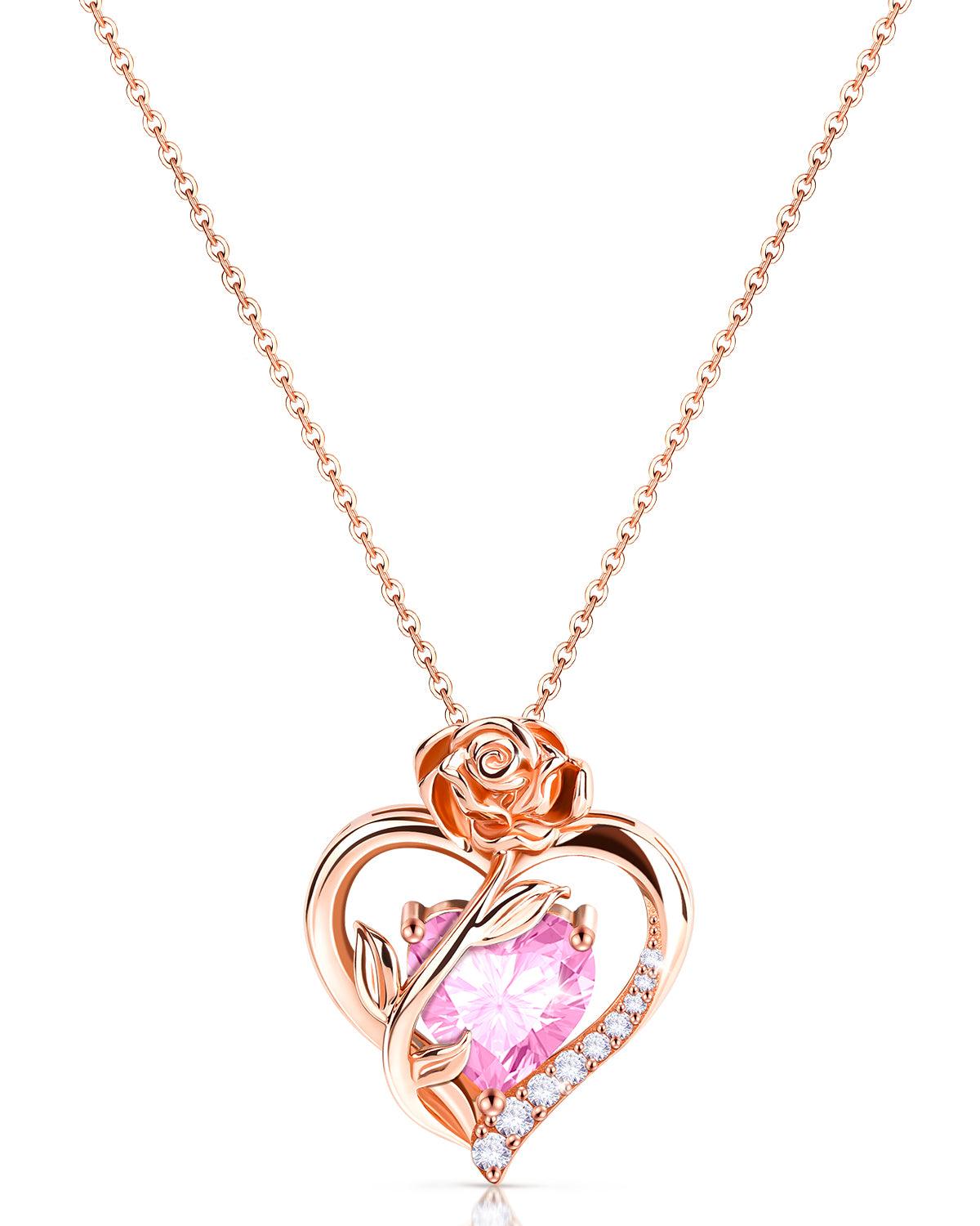 Rose Gold Plated Sterling Silver Birthstone Necklace
