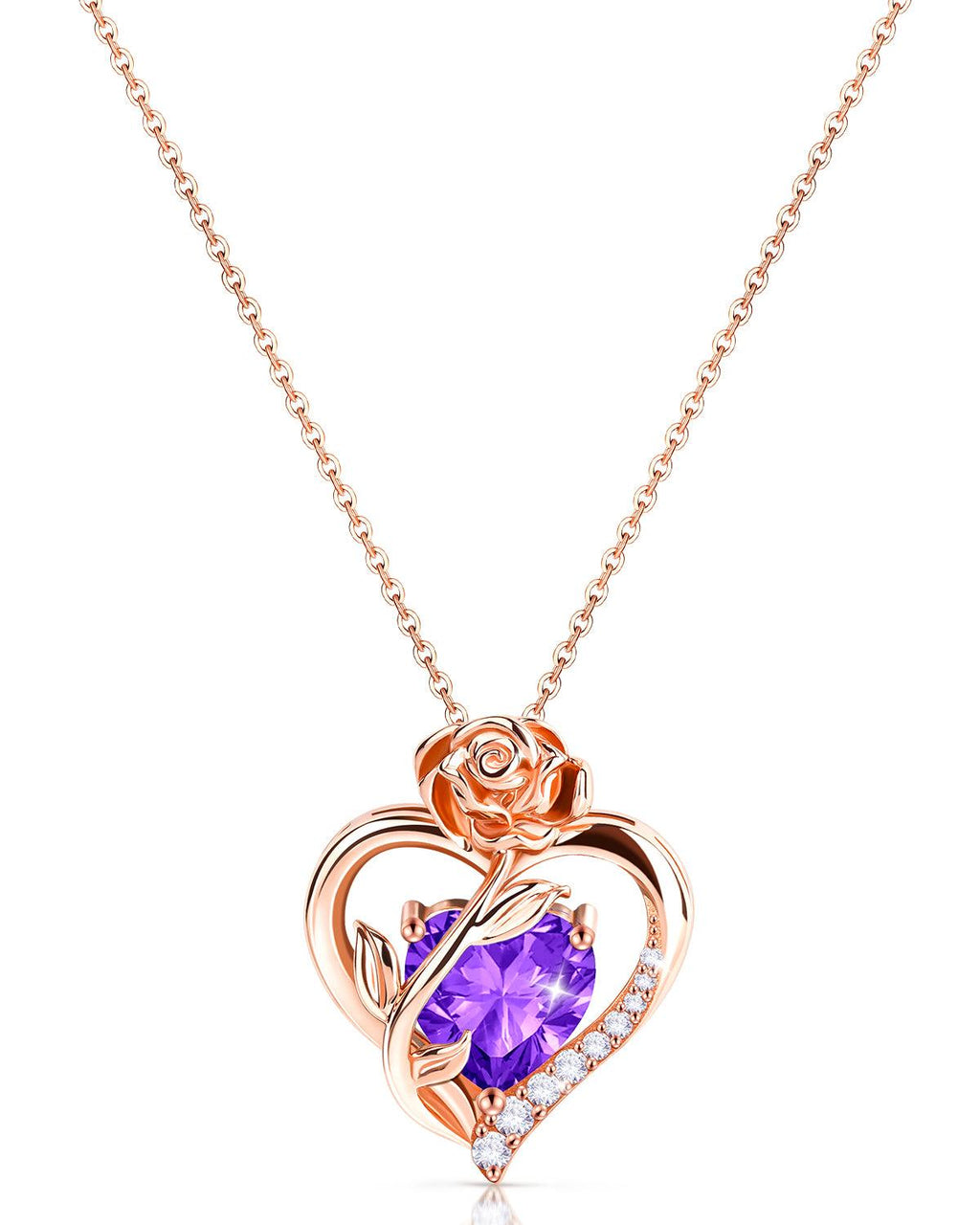 Rose Gold Plated Sterling Silver Birthstone Necklace