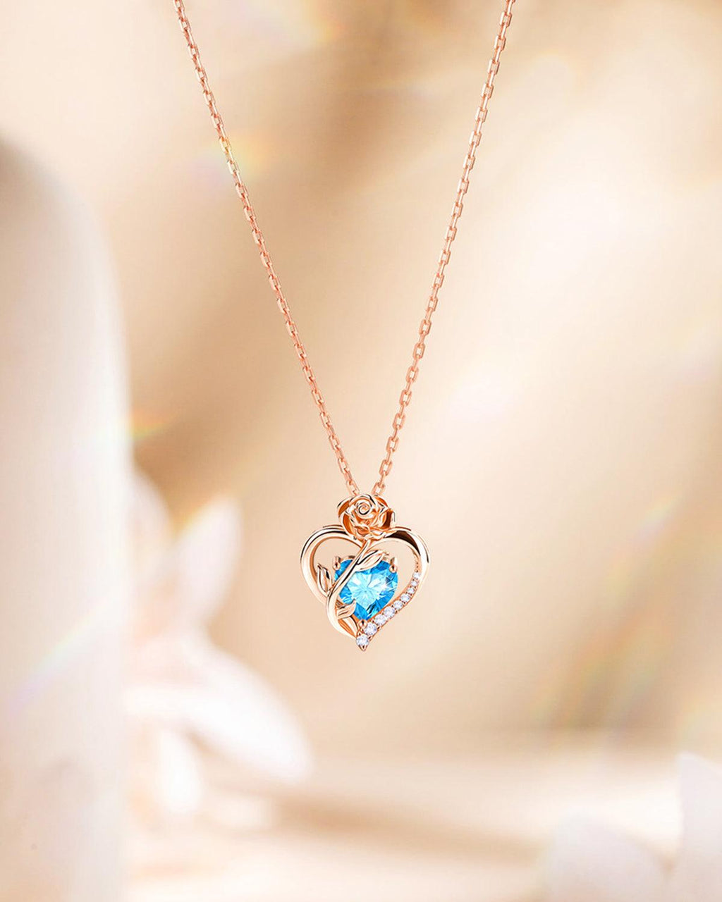 Rose Gold Plated Sterling Silver Birthstone Necklace