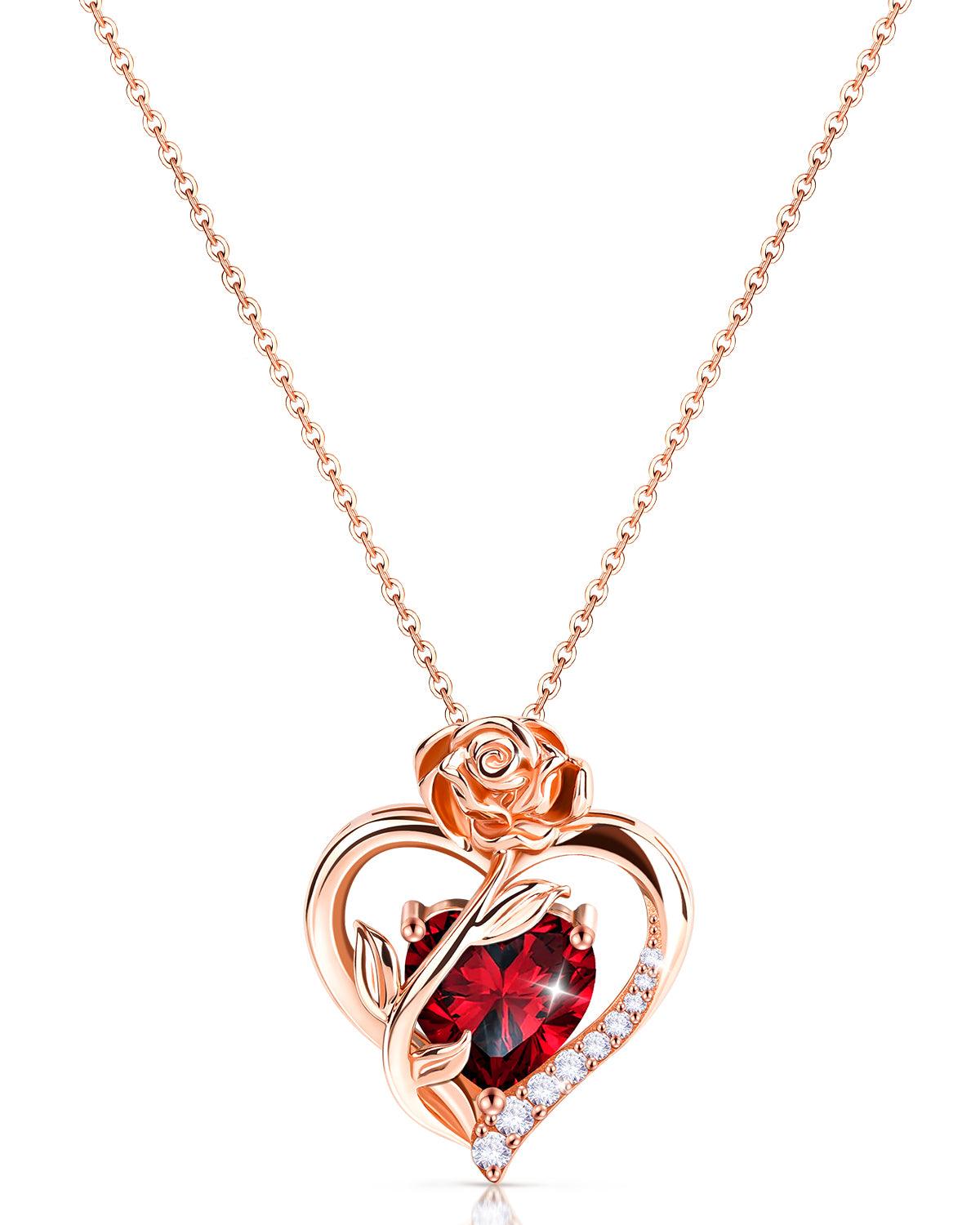 Rose Gold Plated Sterling Silver Birthstone Necklace