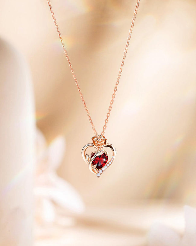 Rose Gold Plated Sterling Silver Birthstone Necklace Main Image