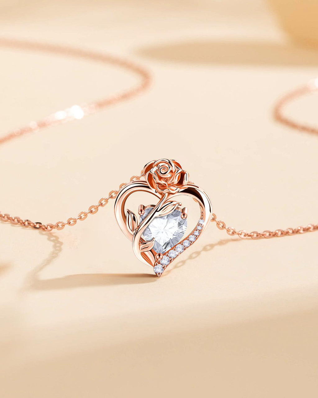 Rose Gold Plated Sterling Silver Birthstone Necklace
