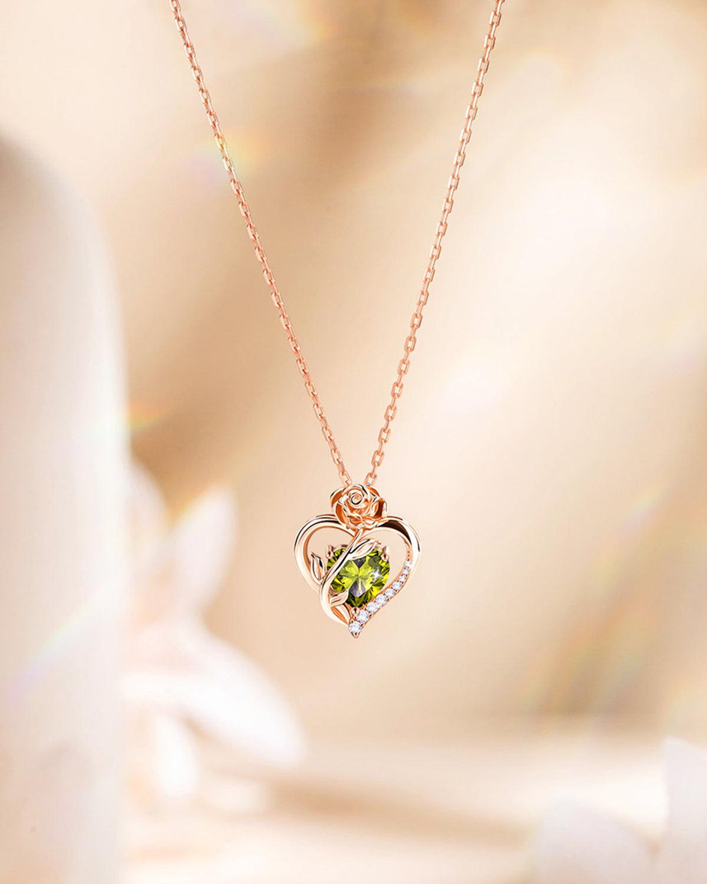 Rose Gold Plated Sterling Silver Birthstone Necklace