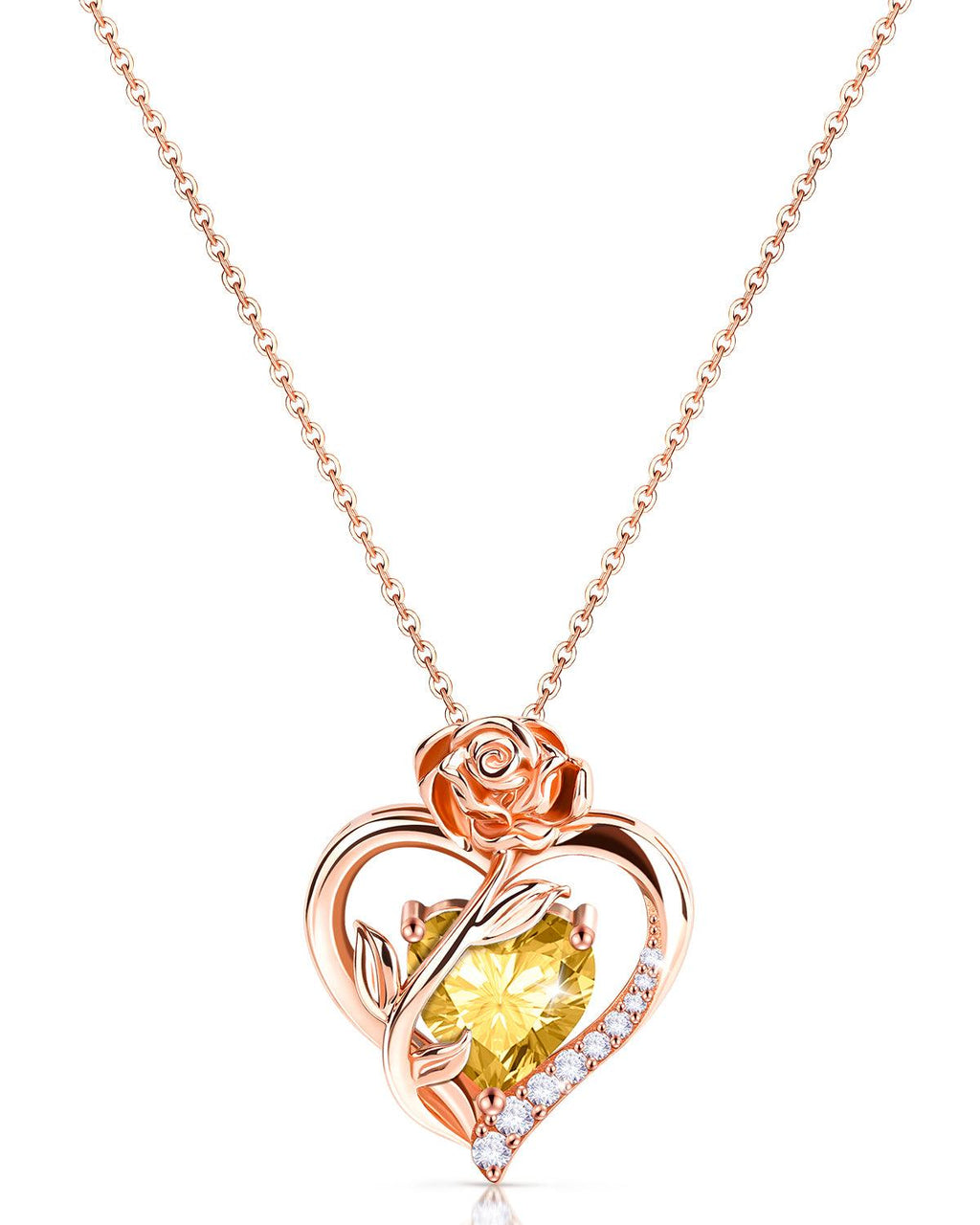 Rose Gold Plated Sterling Silver Birthstone Necklace