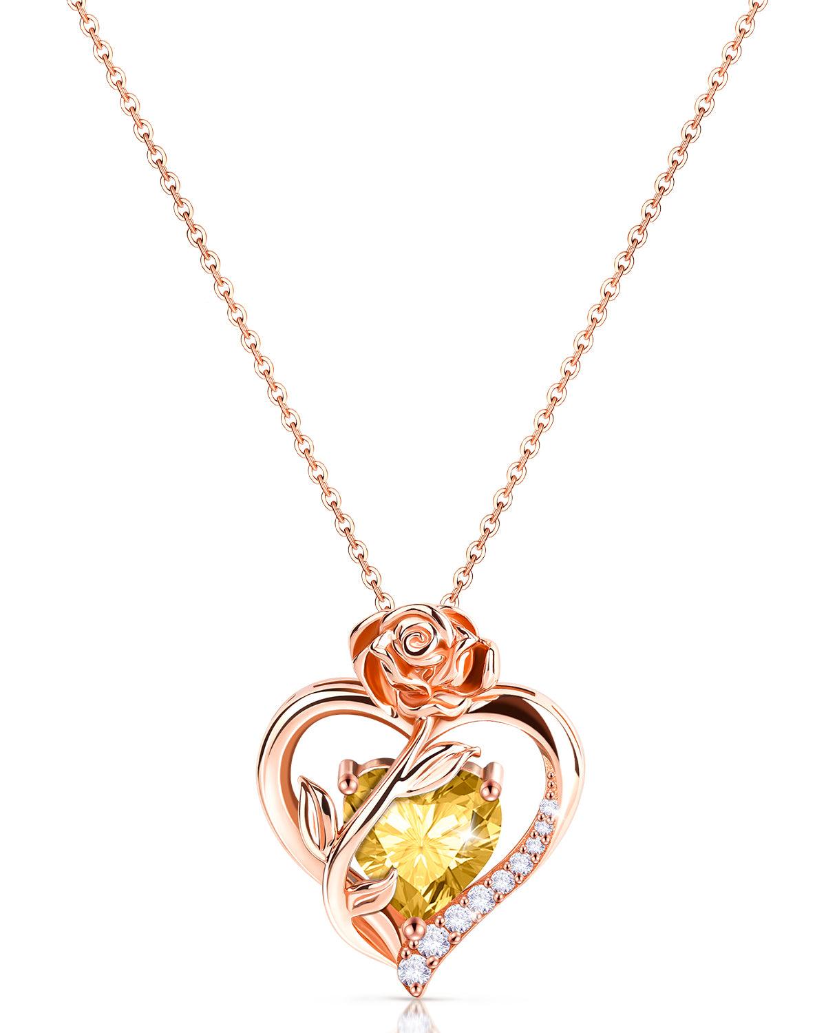 Rose Gold Plated Sterling Silver Birthstone Necklace
