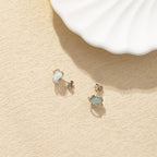 Round White Gold Opal Stud Earrings