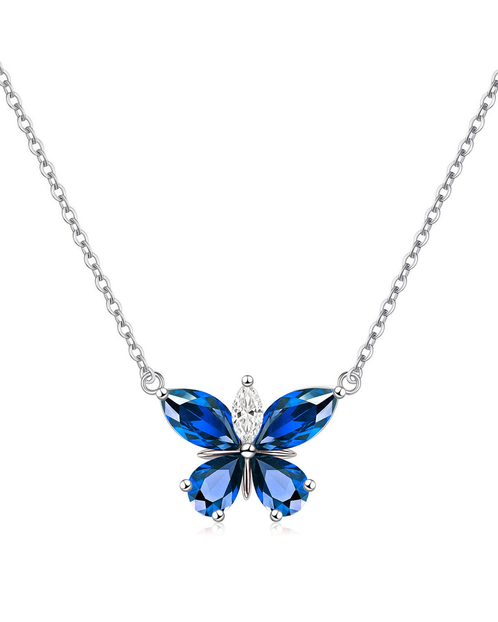 Silver Butterfly Birthstone Necklace