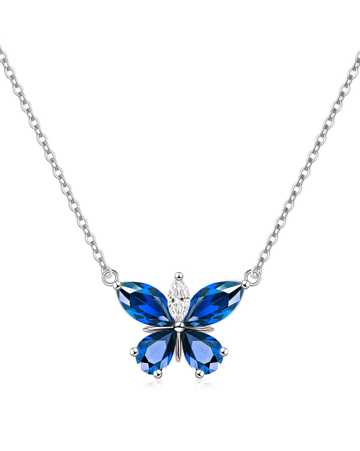Silver Butterfly Birthstone Necklace