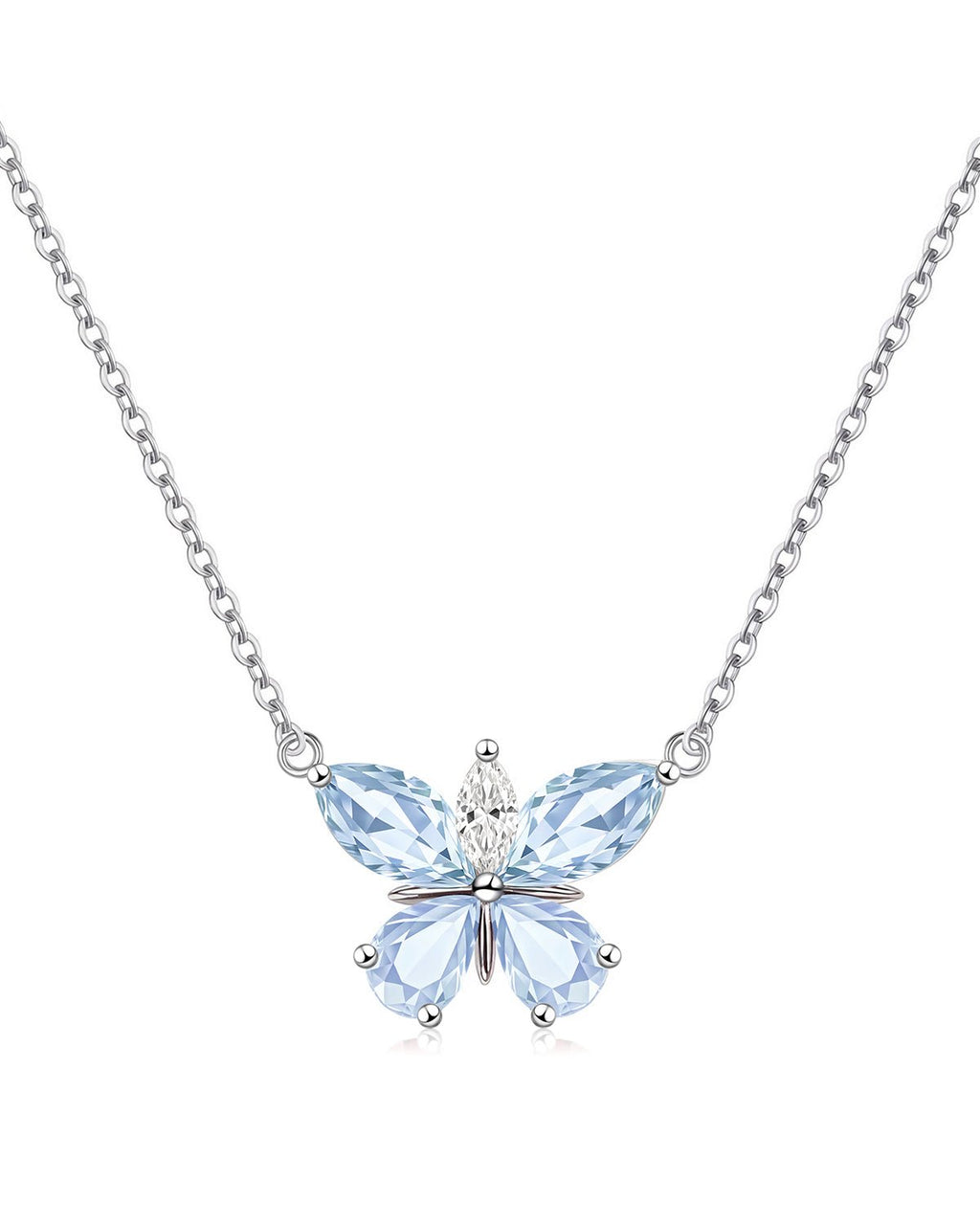 Silver Butterfly Birthstone Necklace