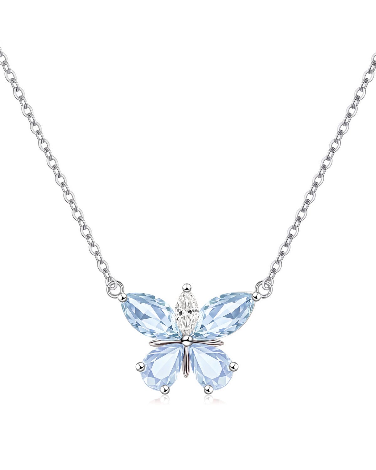 Silver Butterfly Birthstone Necklace