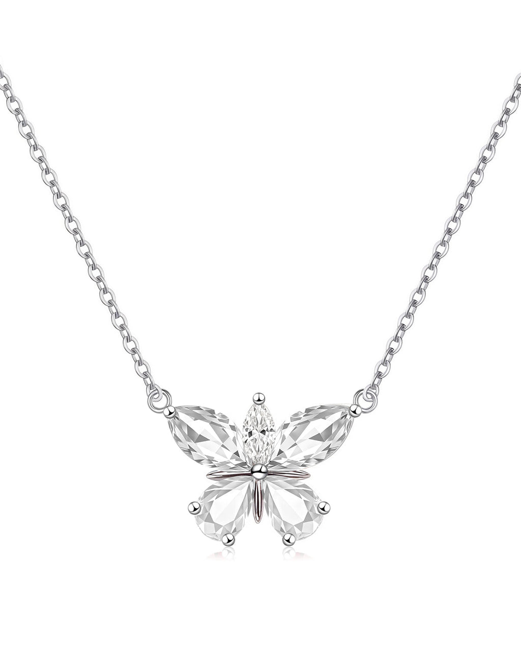 Silver Butterfly Birthstone Necklace
