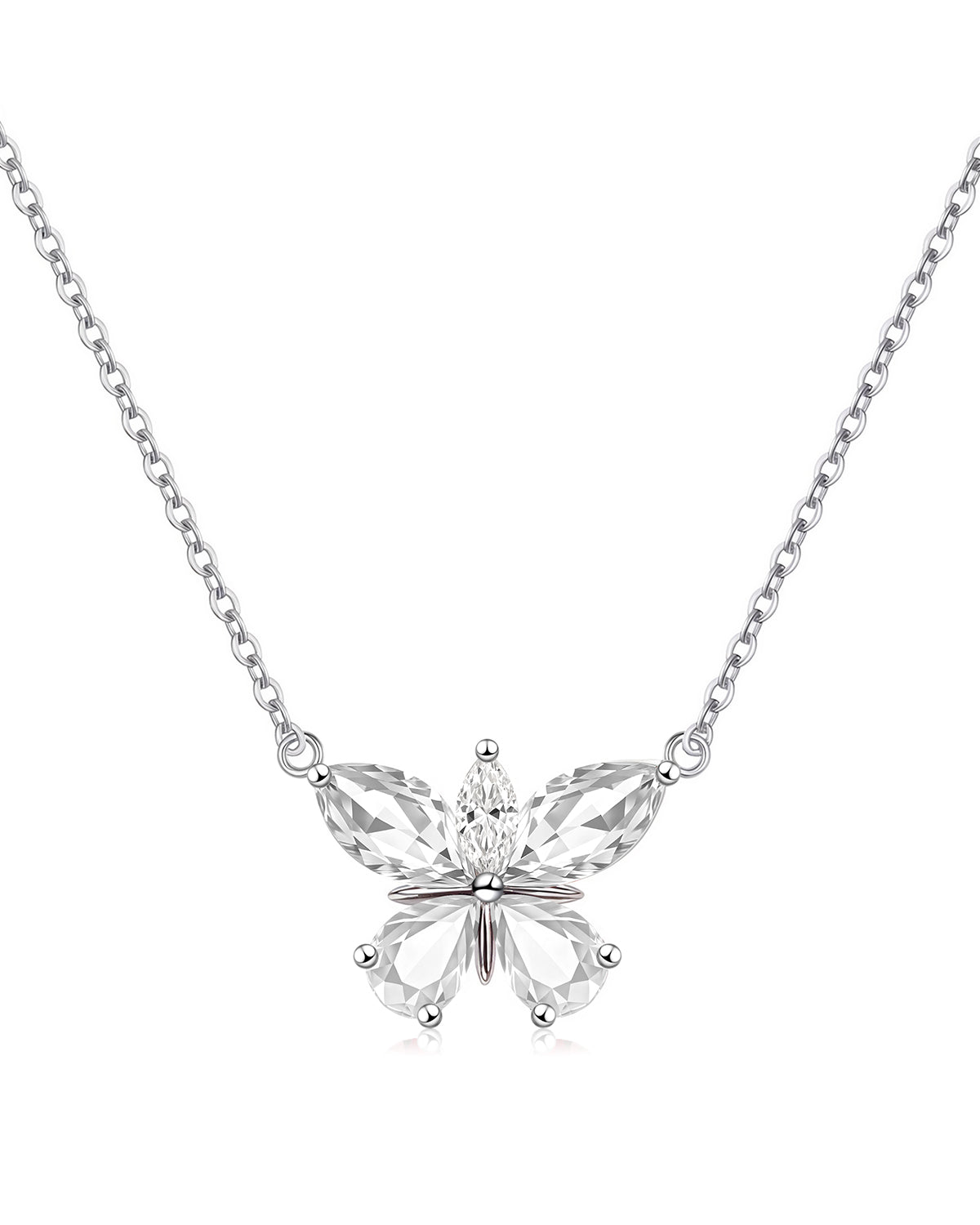 Silver Butterfly Birthstone Necklace