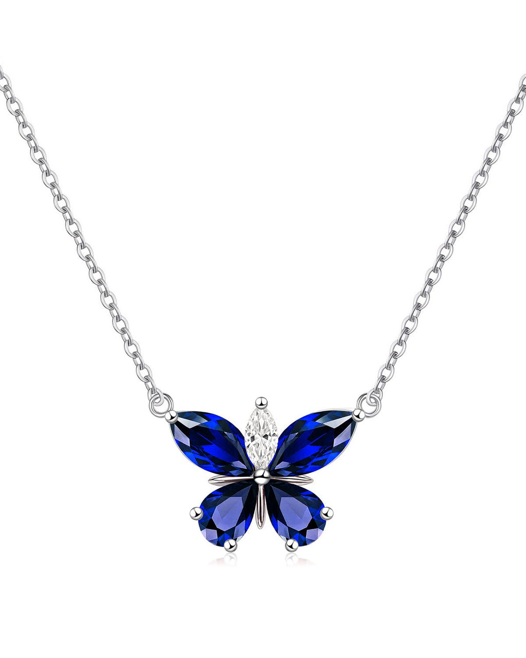 Silver Butterfly Birthstone Necklace