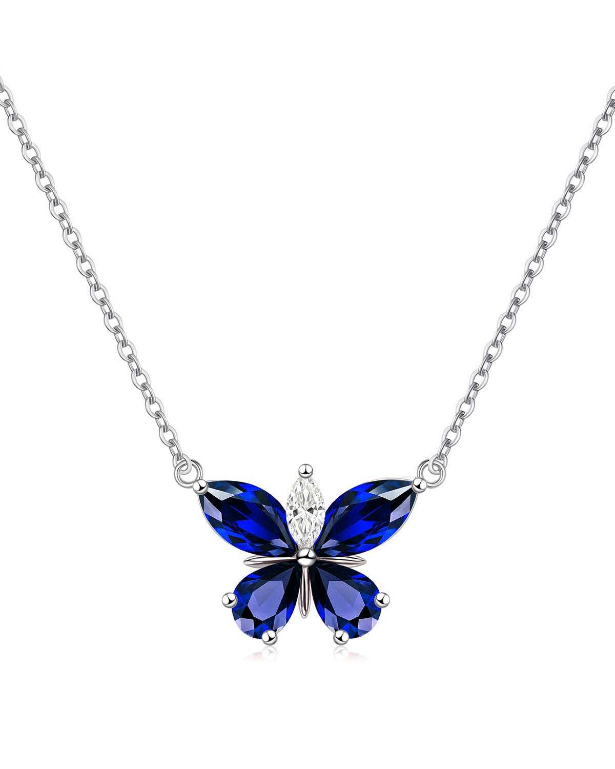 Silver Butterfly Birthstone Necklace