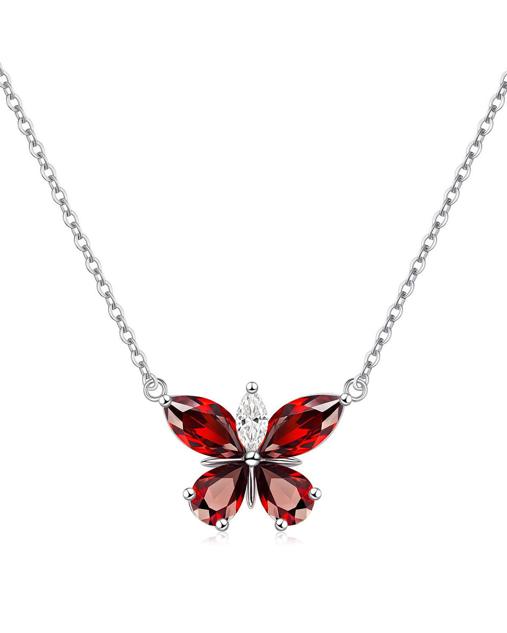 Silver Butterfly Birthstone Necklace