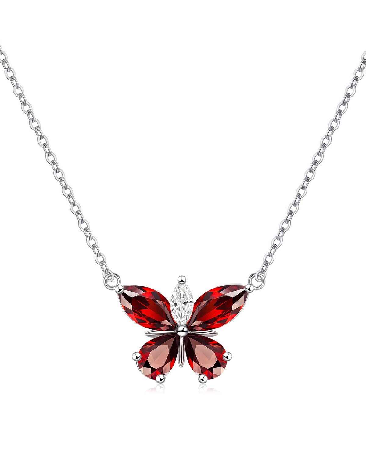Silver Butterfly Birthstone Necklace