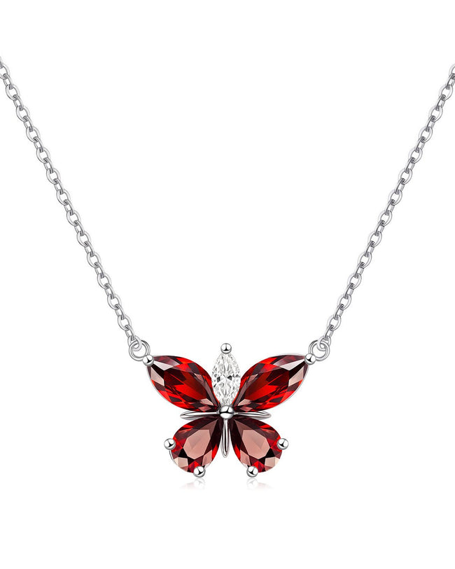 Silver Butterfly Birthstone Necklace Hover Image