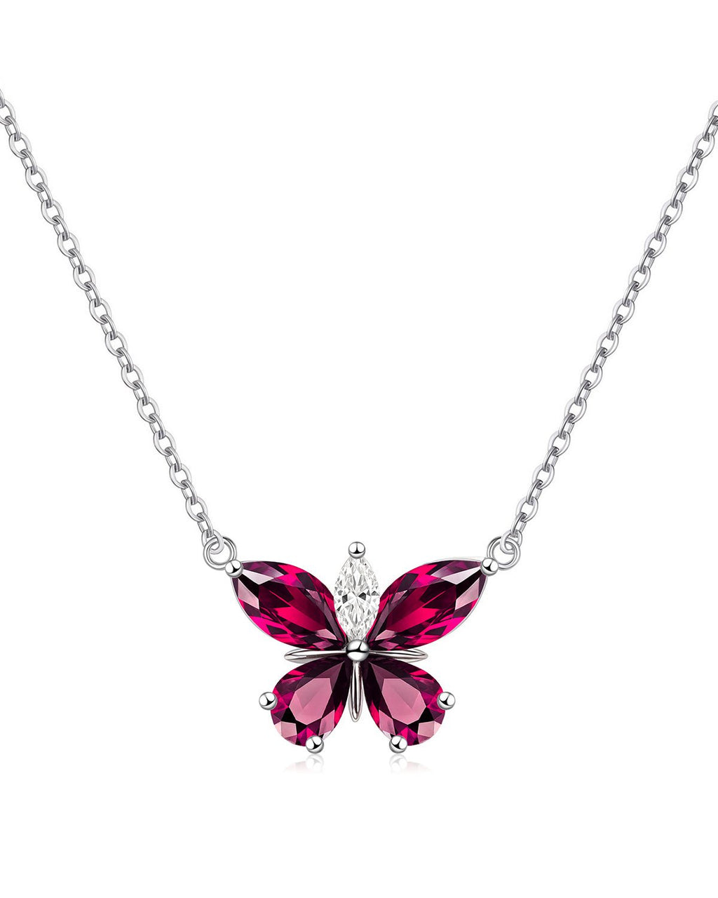 Silver Butterfly Birthstone Necklace