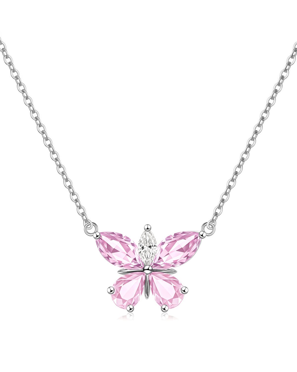 Silver Butterfly Birthstone Necklace