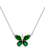 Silver Butterfly Birthstone Necklace
