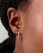 Silver Opal Huggie Hoop Earrings