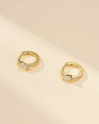 Silver Opal Huggie Hoop Earrings