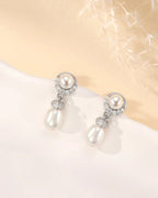 Silver Pearl Drop Earrings for Bridal & Wedding