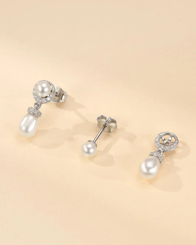 Silver Pearl Drop Earrings for Bridal & Wedding Main Image