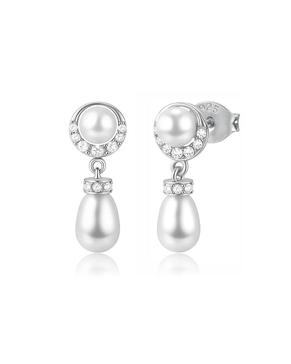 Silver Pearl Drop Earrings for Bridal & Wedding
