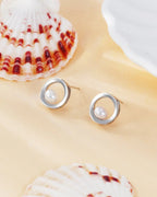 Silver Pearl Stud Earrings for Women