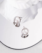 Silver Pearl Stud Earrings for Women