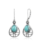Silver Turquoise Celtic Knot Teardrop Earrings