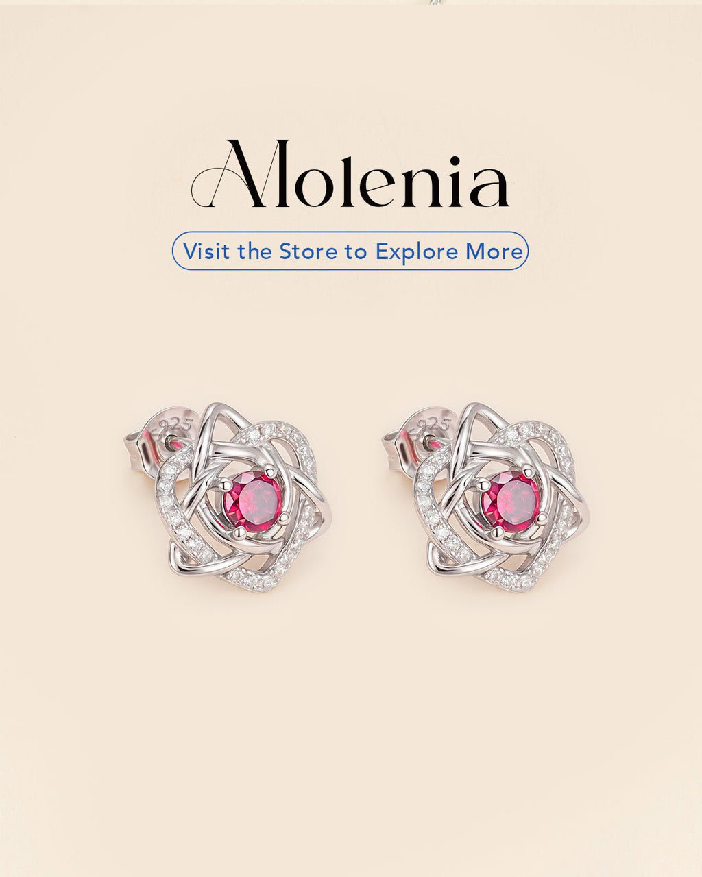 Sterling Silver Celtic Knot Birthstone Stud Earrings