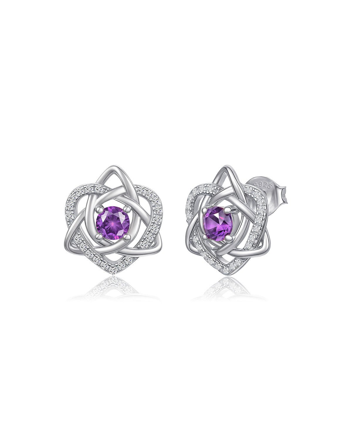 Sterling Silver Celtic Knot Birthstone Stud Earrings