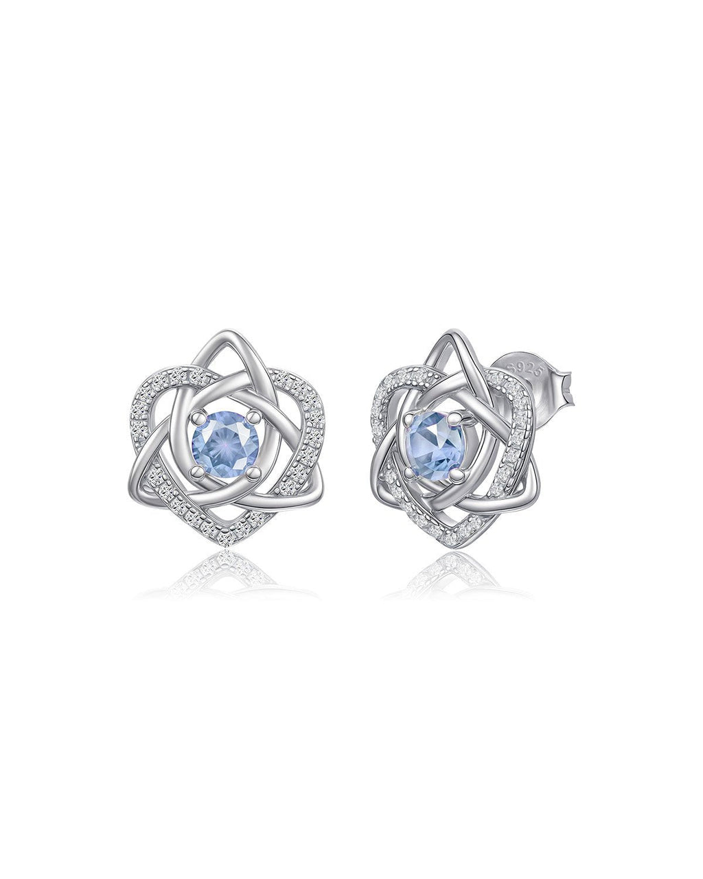 Sterling Silver Celtic Knot Birthstone Stud Earrings