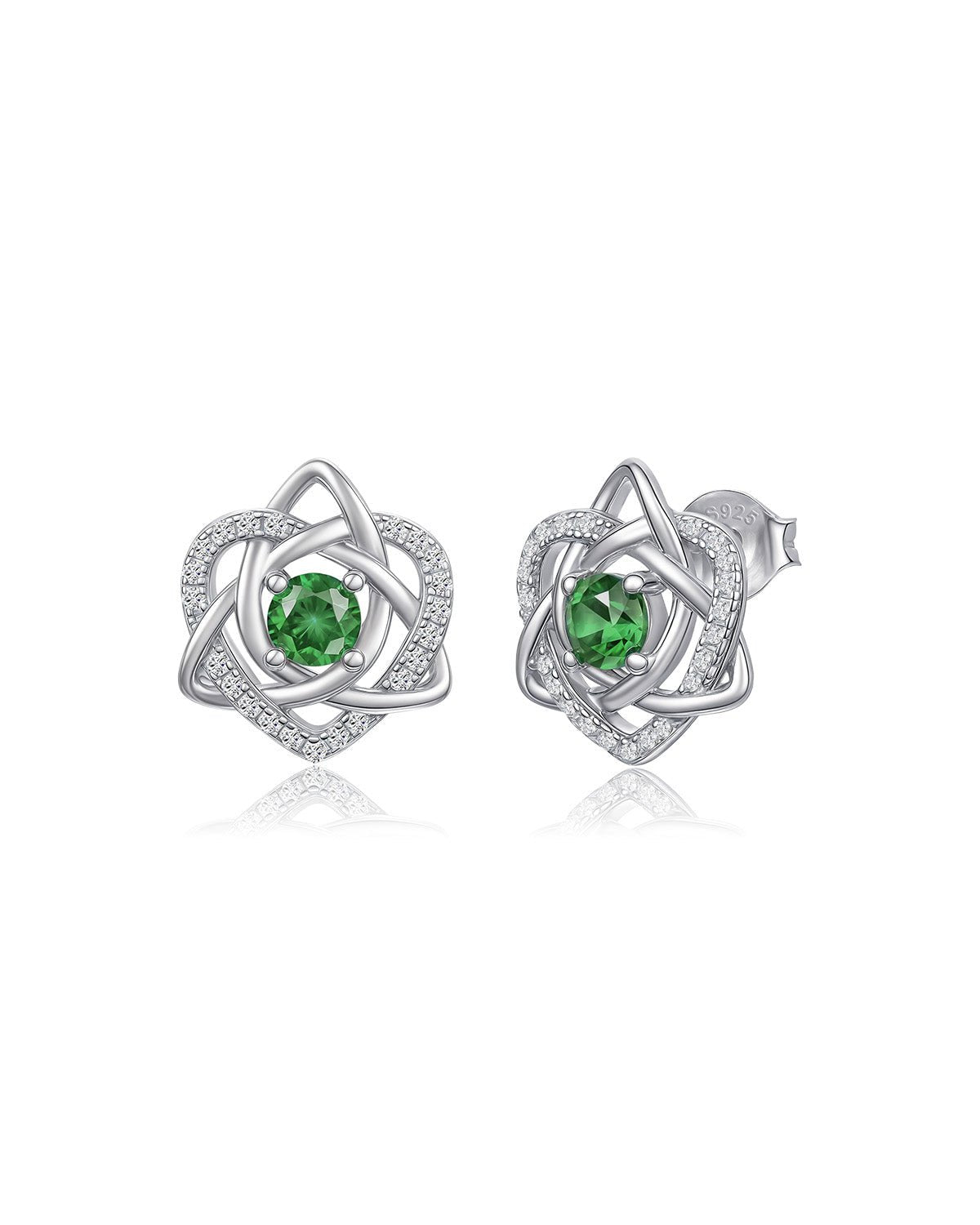 Sterling Silver Celtic Knot Birthstone Stud Earrings